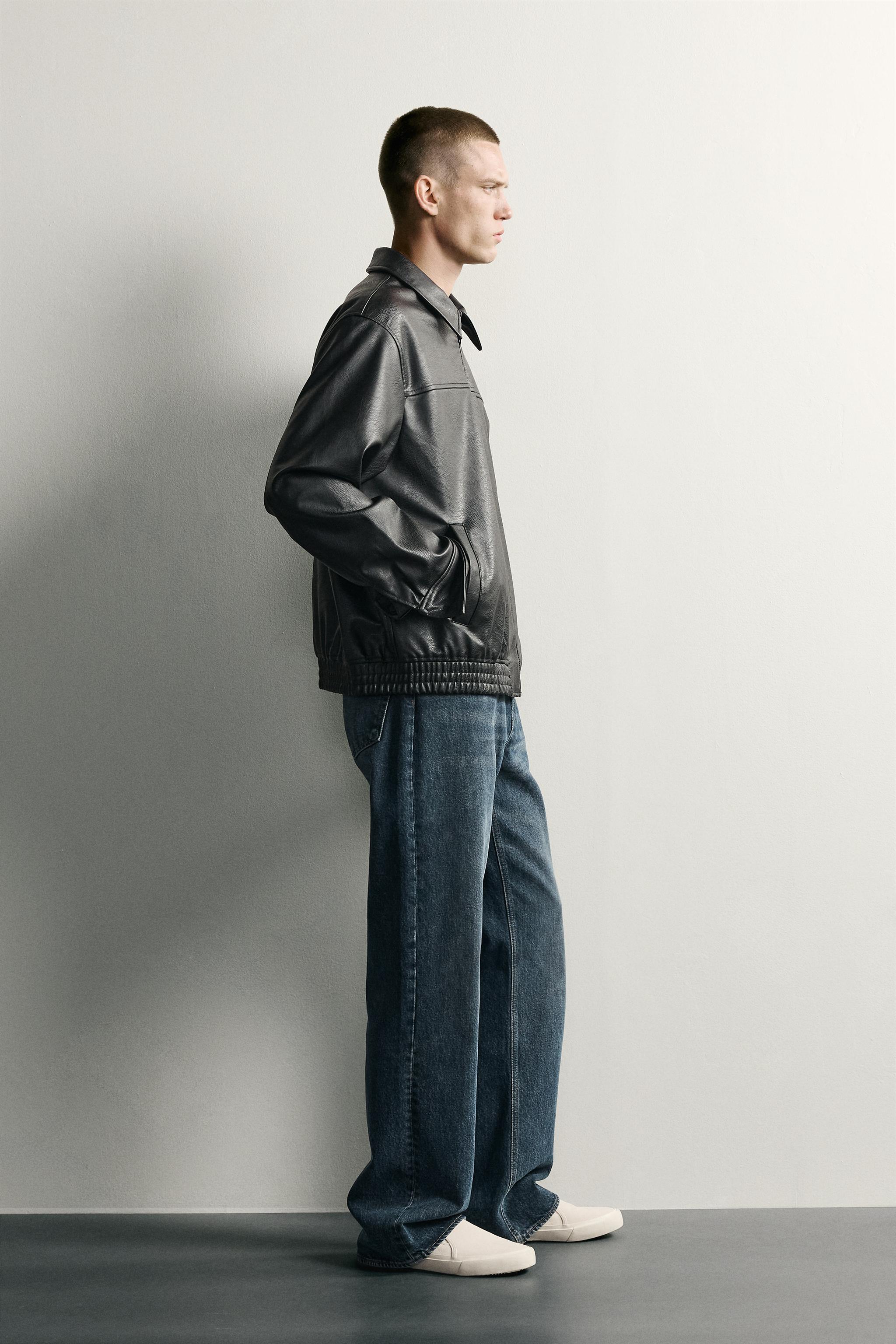 RELAXED-FIT FAUX LEATHER JACKET